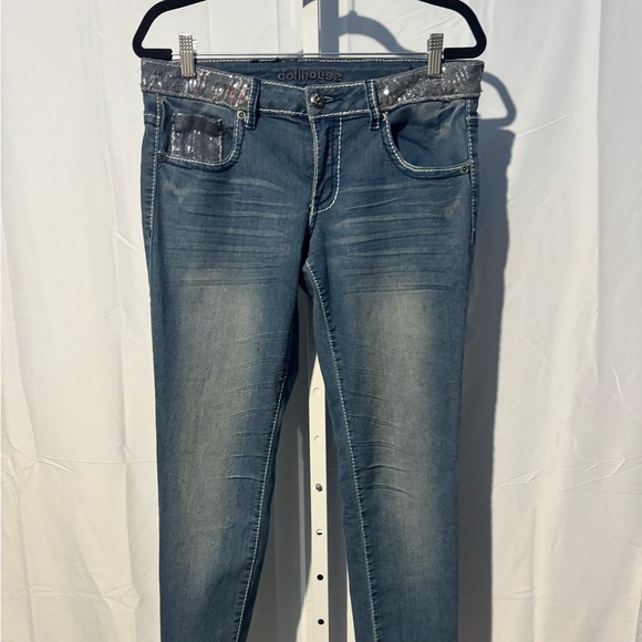 Dollhouse Denim Jeans with Silver Sequin Trim Size 13 - Picture 1 of 8